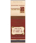 Matchbook Cover W P Golden Insurance St Thomas Ontario - $1.97
