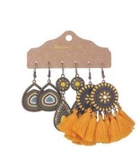 Tribal Ethnic Drop Dangle Bohemian Orange Collection Earrings / 3 Pair Set  - $6.99