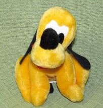 VINTAGE PLUTO Disney Land World 7" Plush Stuffed Puppy Dog Red Collar Tongue Toy - $10.80