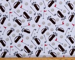 Cotton Golf Golfing Bags Balls Clubs Flags Fabric Print by the Yard D669.48 - £9.37 GBP