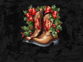 Christmas Cowboy Boots PNG, Festive Western Style Digital Image, Perfect for Hol - £1.59 GBP