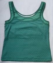 Danskin Athletic Active Sports Bra M Double Shirt Tank Top Green Vintage - £10.21 GBP