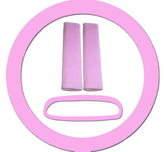 Steering wheel cover, seat belt covers &amp; rear view mirror cover  sweet pink - £14.60 GBP