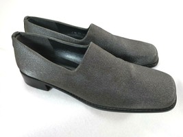 Stuart Weitzman Gray Sparkle Block Heel Shoes Size 8.5 AA Leather Soles - £23.26 GBP