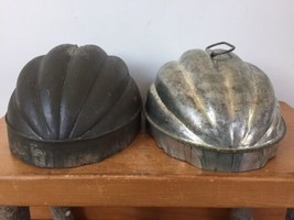 Pair Vtg Antique Acorn Shape Metal Tin Steamed Bread Pudding Molds LIDS ONLY - £29.56 GBP