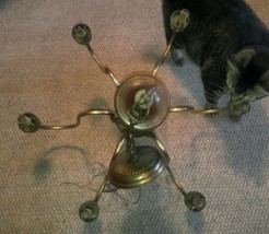 Vintage Wood &amp; Metal Chandelier Ceiling Light Fixture Rustic Hanging Und... - $1,677.41 MXN