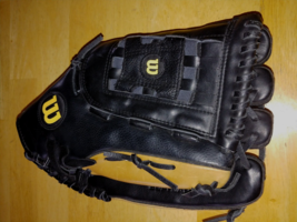 Wilson BLACK/BROWN Custom Fit 14&quot; A2444 Top Grain Leather Baseball MITT-OVERSIZE - £15.88 GBP