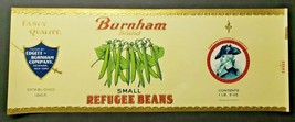 Vintage Burnham Brand Small Beans Edgett Burnham Co New York 1940s Can Label Z2 - £15.17 GBP
