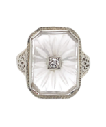 14k Gold Filigree Genuine Natural Rock Crystal Diamond Ring Size 4.25 (#... - £491.50 GBP