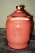 Reverse Painted Jar Vanity Ginger Trinket Pink Orange Coral Gold 5&quot; Lidd... - £5.51 GBP