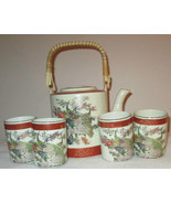 SATSUMA Porcelain Teapot with Lid &amp; 4 Cups Japan Peacock - $64.51 CAD