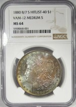 1880/79-S Morgan Silver Dollar VAM12 Check Mark Overdate NGC MS64 Hit List SAM40 - £665.89 GBP
