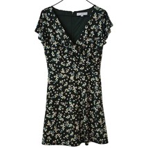 Ann Taylor Loft Faux Wrap DRESS Sz 4 Green Flowers Daisies  - £18.30 GBP