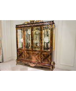 Handcrafted Luxury Glass Display Cabinet with Decorative Gold Trim - $8,583.73 CAD