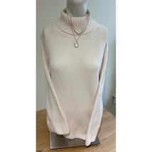 Coldwater Creek Shaker Turtleneck Tunic cream knit sweater sz Large Peti... - $10.28