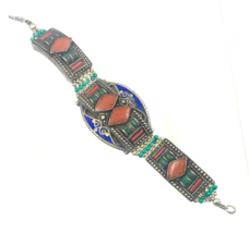 Vintage Nepal Tibetan Bracelet Howlite Nepalese Ethnic Coral Tibet Handmade - £18.99 GBP