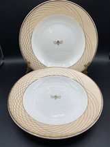 Mary Kay 2x soup bowls &quot;Golden Anniversary Bumblebee&quot; white, gold 2013 - £16.67 GBP