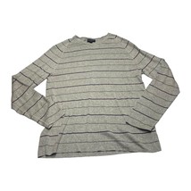 Banana Republic Sweater Men&#39;s Large Gray Striped Cotton Crew Neck Raglan... - £17.57 GBP