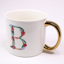 OpalHouse Monogram “B” Initial Coffee Mug Tea Cup Floral Gold Handle Por... - £8.40 GBP