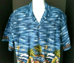 KYs Mens Blue Hawaiian Motorcycle Surfboard Shirt Vacation Beach Plus Size 3XL - £19.98 GBP