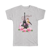 Goldfinch Bird Paris : Gift T-Shirt Eiffel Tower Vintage Flowers Classic Grandma - £14.22 GBP