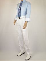 Mens Summer Linen Suit Apollo King Half Lined 2 Button European LN6 White Party image 8