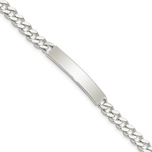 Silver 8inch Polished Engraveable Curb Link ID Bracelet QID132 - $99.49