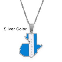 Anniyo Guatemala Map & Color Flag Pendant Necklaces for Women Girls Jewelry Guat - £12.90 GBP