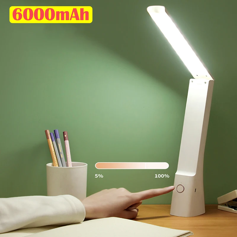 Rechargeable table lamp 6000mah white folding usb study reading book light protect eyes thumb200