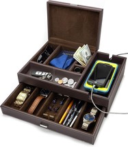 Houndsbay Admiral Dresser Valet Box And Mens Jewelry Box Organizer - Watch Box - £117.97 GBP