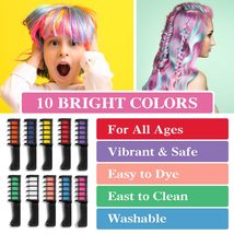 10 Colors Hair Chalk for Girls Kids, Temporary Hair Color Dye for Kids Girls Age - £11.17 GBP