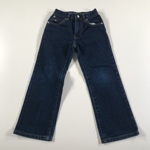 Vintage Tommy Jeans Boys S 6 Dark Blue Washed Knees Straight Leg Thick C... - $18.69