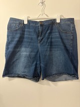 Lane Bryant Women&#39;s Boyfriend Mid Shorts Size 22 Medium Blue Denim Wash - $14.01