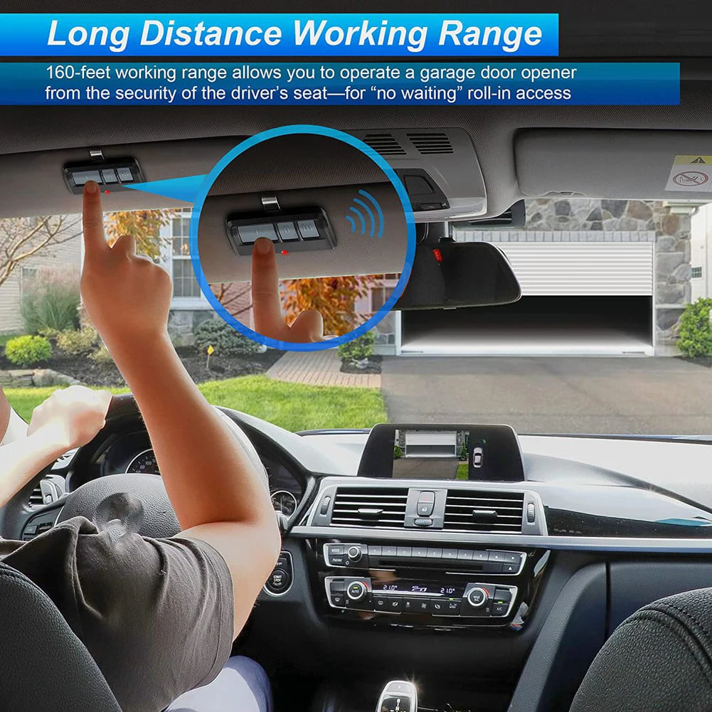 Garage Door Control Car Sun Visor Clip Holder 3 Button Remote On-Off Battery O - $25.51