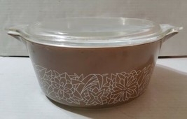 Pyrex Brown Woodland Floral 475 B Casserole Dish w/Clear Glass Lid 2.5L - $51.08