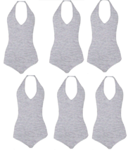 6-Pack American Apparel Ladies Halter Bodysuit Heather Grey Med Cotton S... - $11.99
