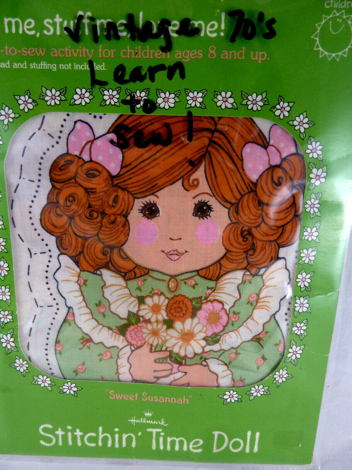 Vintage Hallmark Stitchin Time Doll Sweet Susannah Printed Sewing panel ... - $5.53