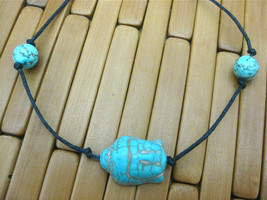 Turquoise Tie On String Buddha &amp; Beads Yoga Bracelet Anklet Karmabeads Black - £4.73 GBP