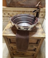 15&quot; Round Copper Bucket Vessel Bath Sink Destressed Exterior with Drain  - £171.96 GBP