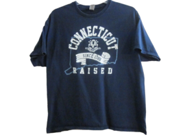 Connecticut 1788 Raised Motto State Men&#39;s T Shirt Size XL Gildan Blue White - $10.99