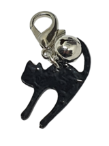 Black Cat Charm Purse Bag Pet Collar Silver Bell Witch Metal Large Clip ... - £3.88 GBP