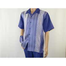 Men MONTIQUE 2pc Walking Leisure Suit Matching Set Short Sleeve 2227 Purple image 3