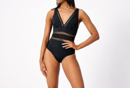 Kim Gravel x Swimsuits For All Lattice One-Piece Onyx, Plus 18 - £15.81 GBP