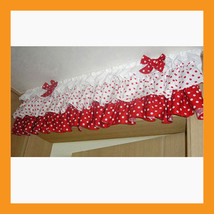 red dot ruffled valance curtain window treatment kitchen waverly drape lace - £30.90 GBP