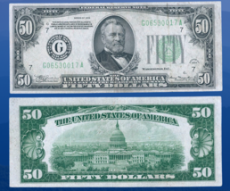 Fr.2102-G 1934 $50 Fifty Dollars Federal Reserve Note, FRN Chicago,IL , VF  2022 - $179.99