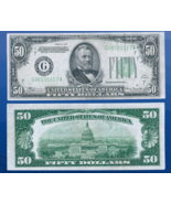 Fr.2102-G 1934 $50 Fifty Dollars Federal Reserve Note, FRN Chicago,IL , ... - £143.43 GBP