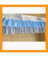 blue dot ruffled valance curtain window treatment kitchen waverly drape ... - $39.00