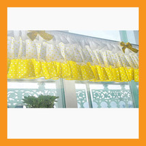 yellow dot ruffled valance curtain window treatment kitchen waverly drape lace - £31.17 GBP