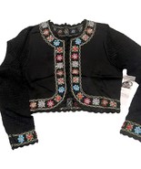 Berek Black Knit Floral Beaded Bolero Evening Cardigan Sparkle Cropped L... - $87.12