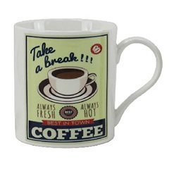 Coffee Take a Break Retro Green Mug in Gift Box - Always fresh always hot, best  - $7.98